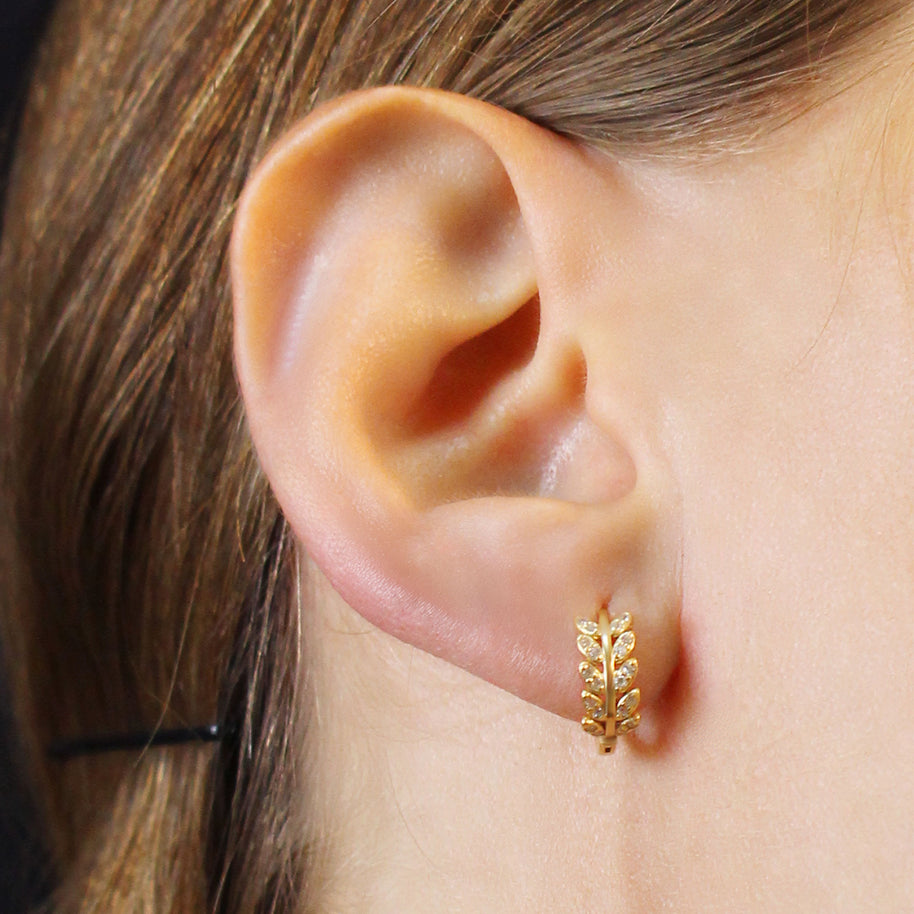 Leaf Crystal Hoop Earring HO-2813