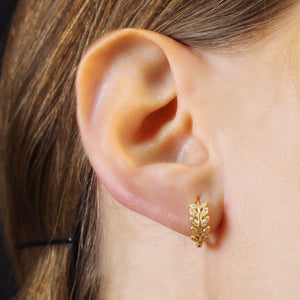 Leaf Crystal Hoop Earring HO-2813