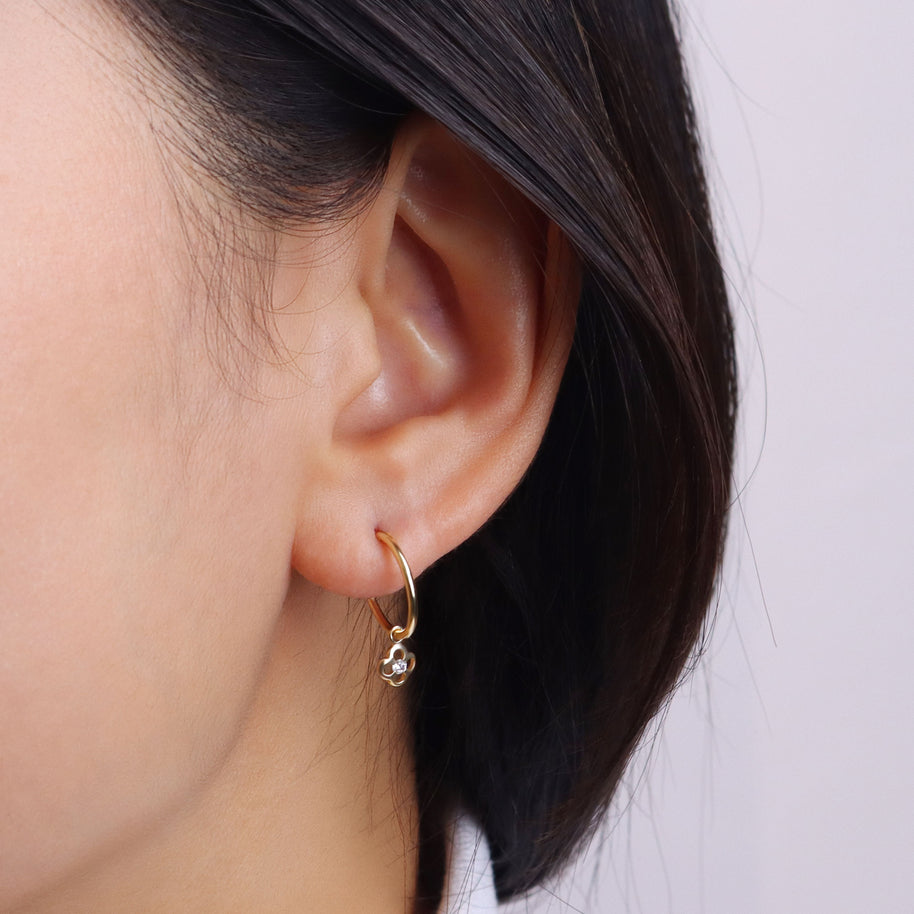 Clover Charm Hoop Earring HO-2831