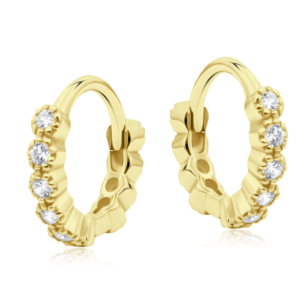 Flower Crystal Line Hoop Earring HO-2847