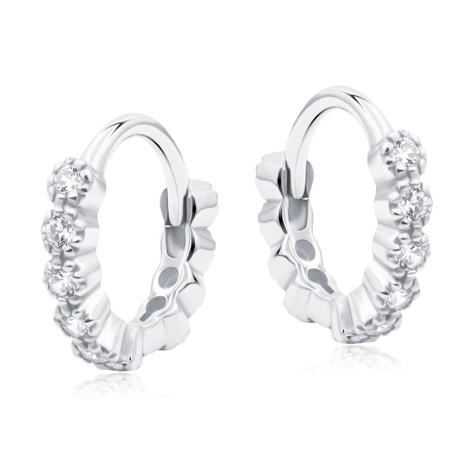 Flower Crystal Line Hoop Earring HO-2847