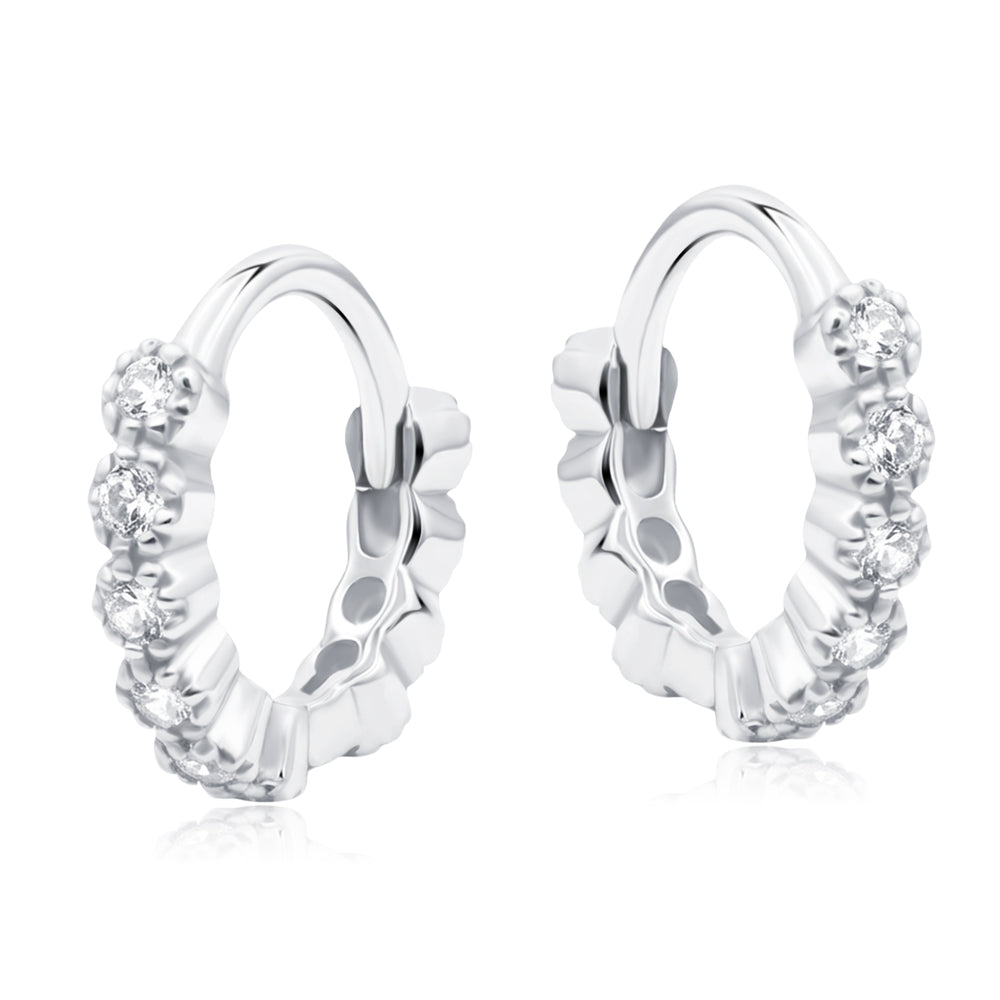 Flower Crystal Line Hoop Earring HO-2847