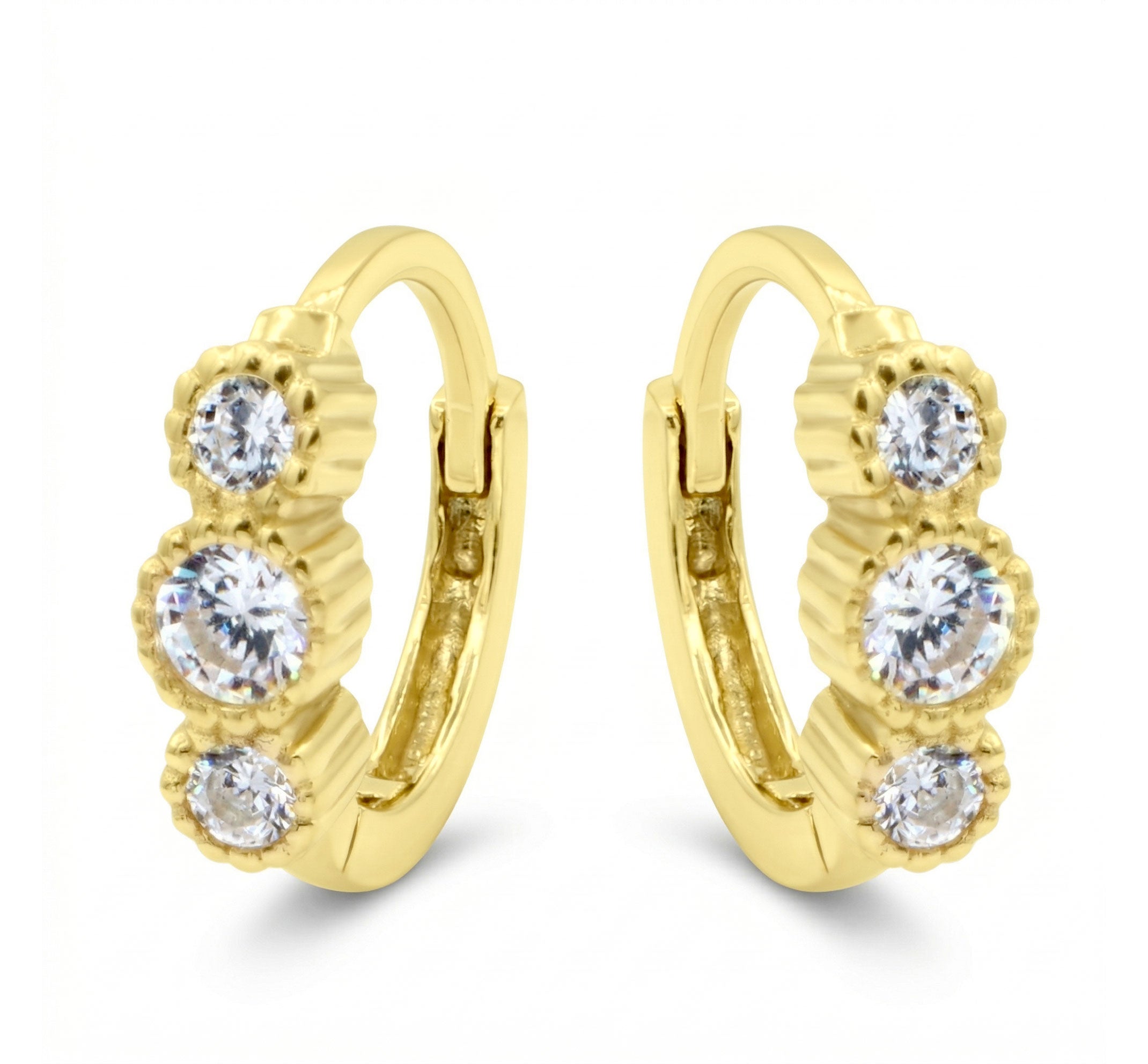 Classic Triple Crystal Huggie Earring HO-2851