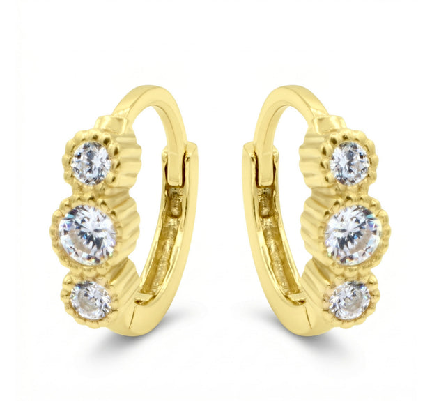 Classic Triple Crystal Huggie Earring HO-2851