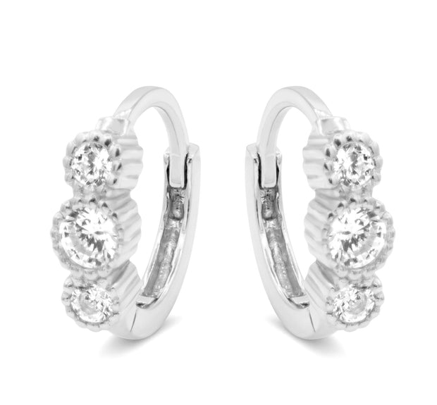 Classic Triple Crystal Huggie Earring HO-2851
