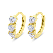 Triple Heart Crystal Huggie Earring HO-2860