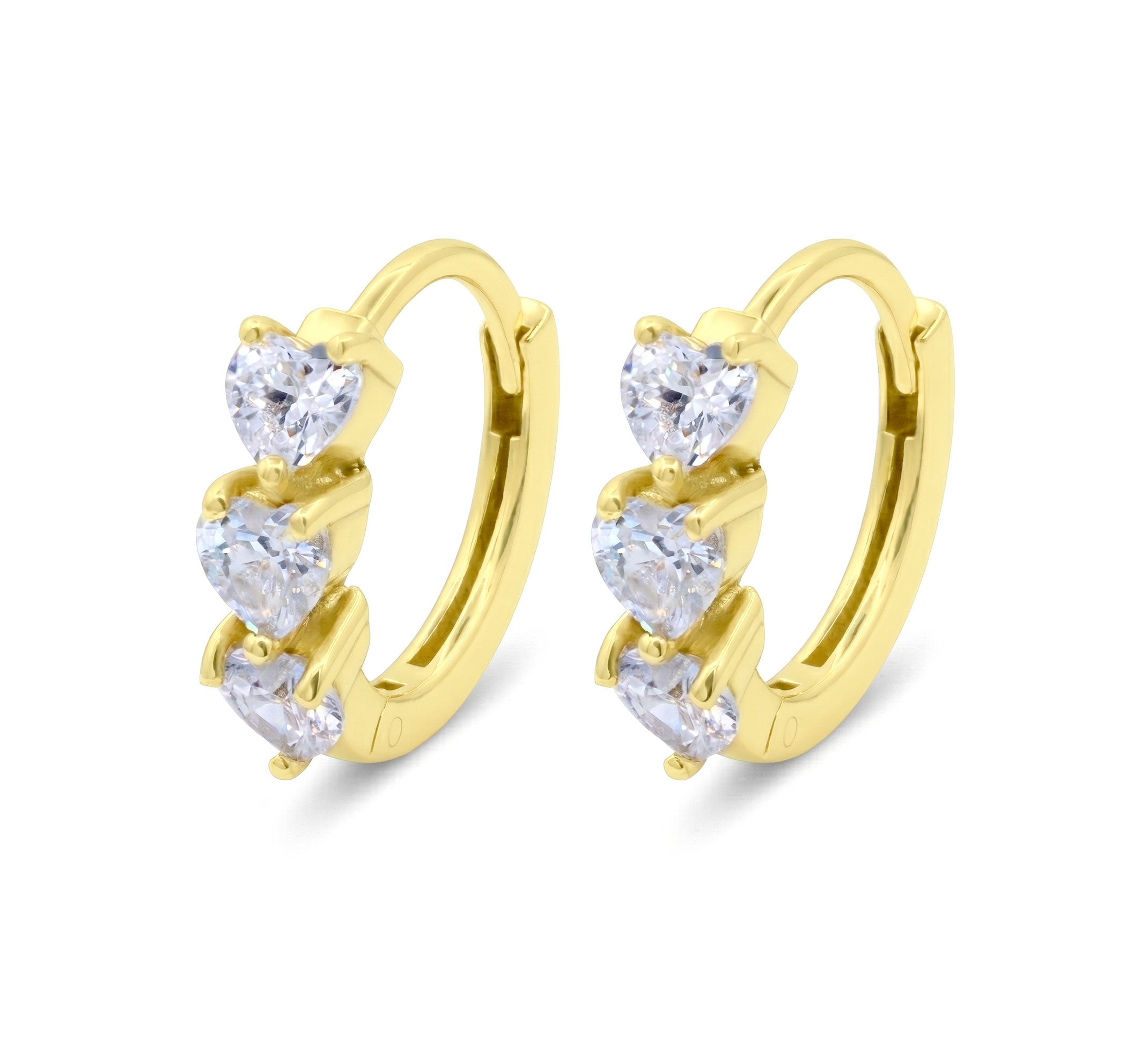 Triple Heart Crystal Huggie Earring HO-2860