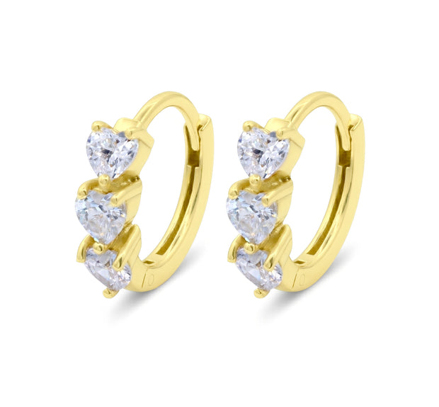 Triple Heart Crystal Huggie Earring HO-2860