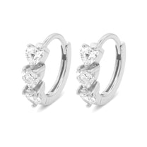 Triple Heart Crystal Huggie Earring HO-2860