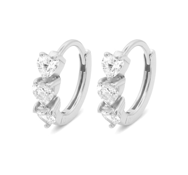 Triple Heart Crystal Huggie Earring HO-2860