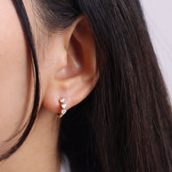 Triple Heart Crystal Huggie Earring HO-2860