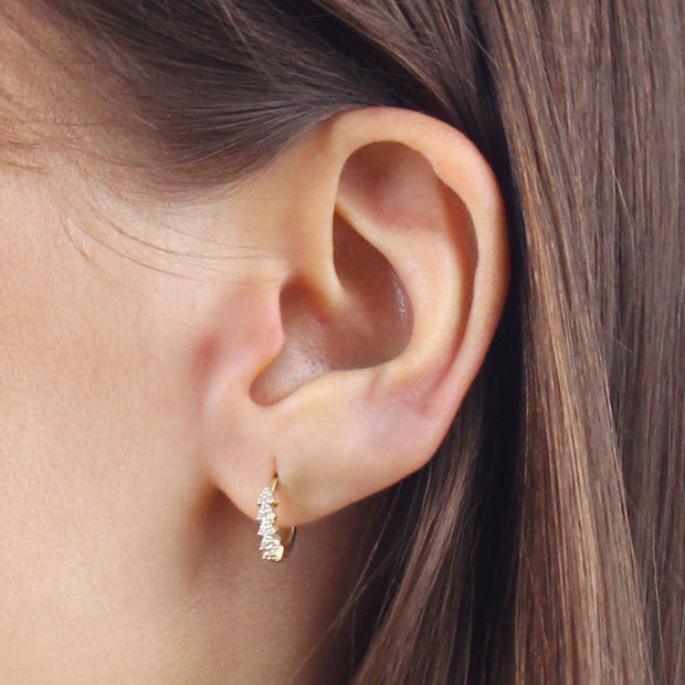Sparkling Cluster Huggie Hoop Earring HO-2868
