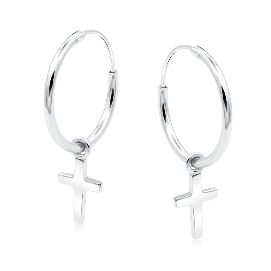 Cross Charm Hoop Earring HO-2871