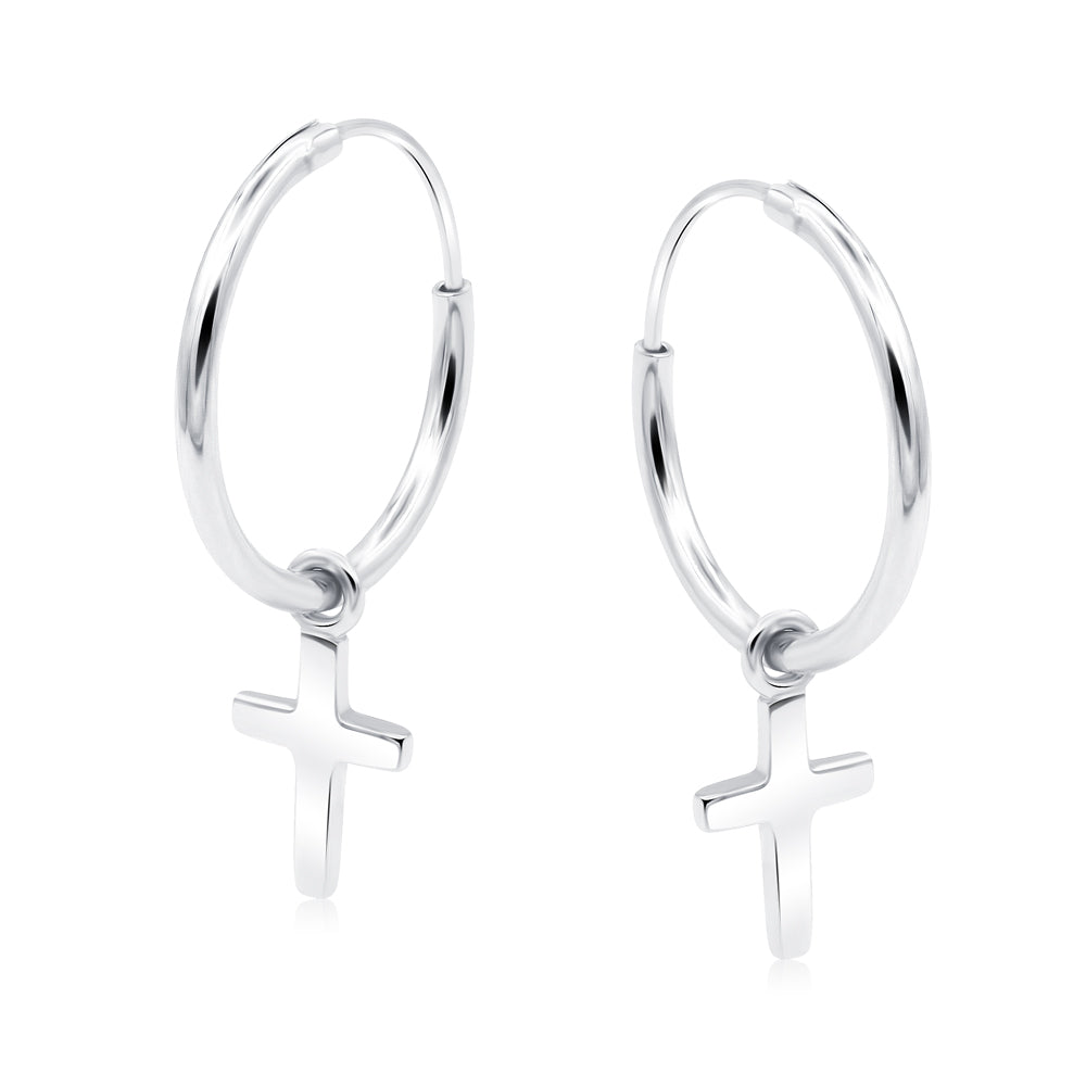 Cross Charm Hoop Earring HO-2871