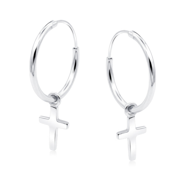 Cross Charm Hoop Earring HO-2871