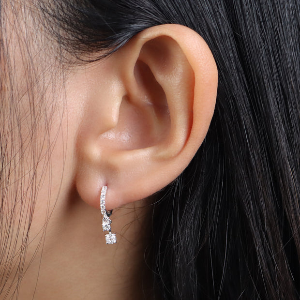 Dangling Crystal Hoop Earring HO-2875