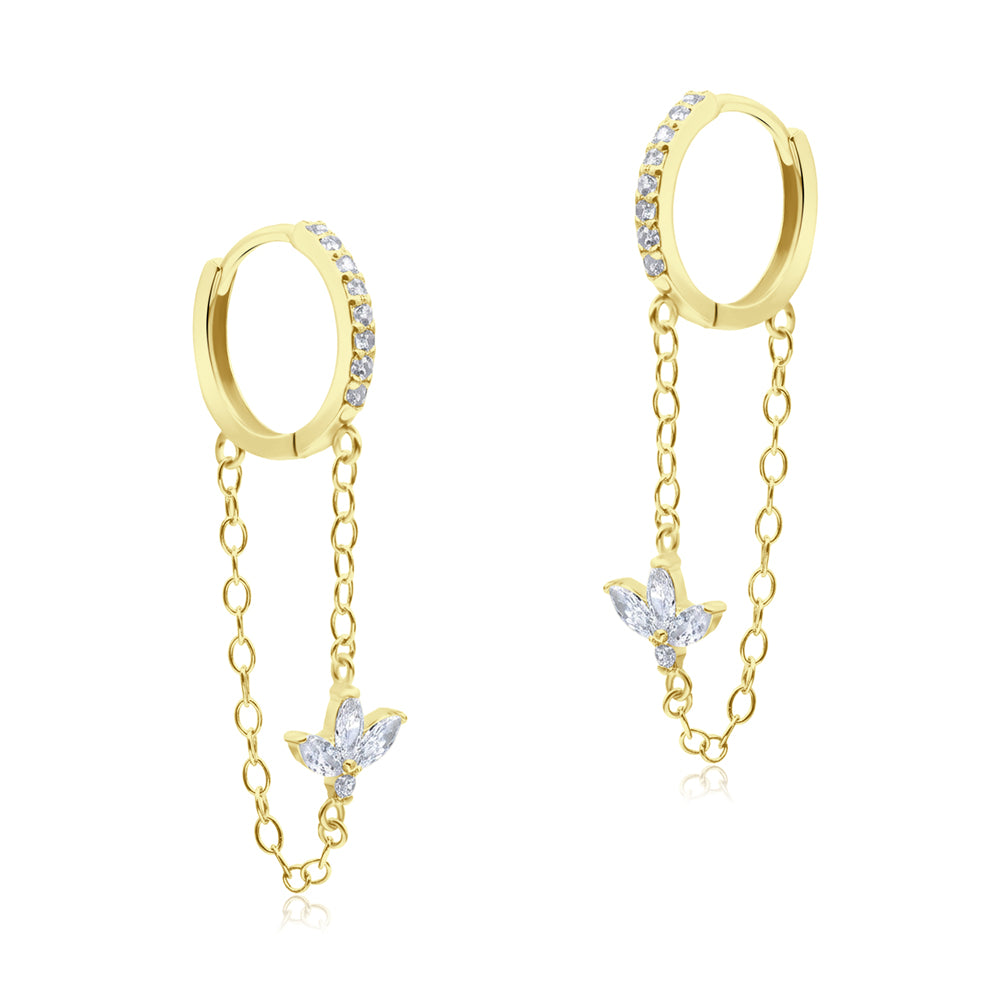 Sparkling Crystal with Chain Hoop Earring HO-2892