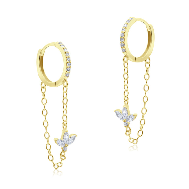 Sparkling Crystal with Chain Hoop Earring HO-2892
