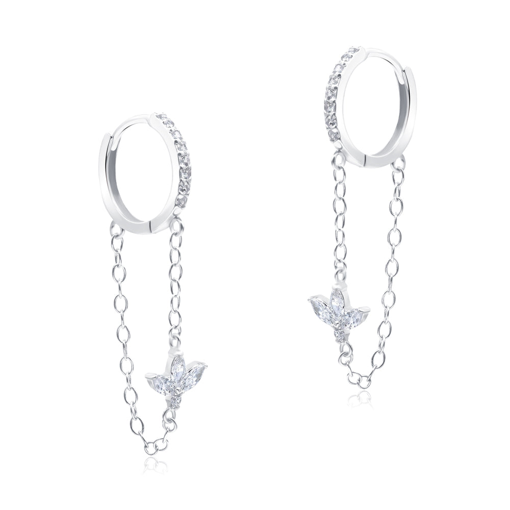Sparkling Crystal with Chain Hoop Earring HO-2892