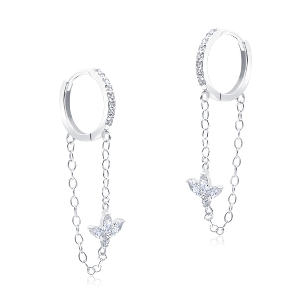 Sparkling Crystal with Chain Hoop Earring HO-2892