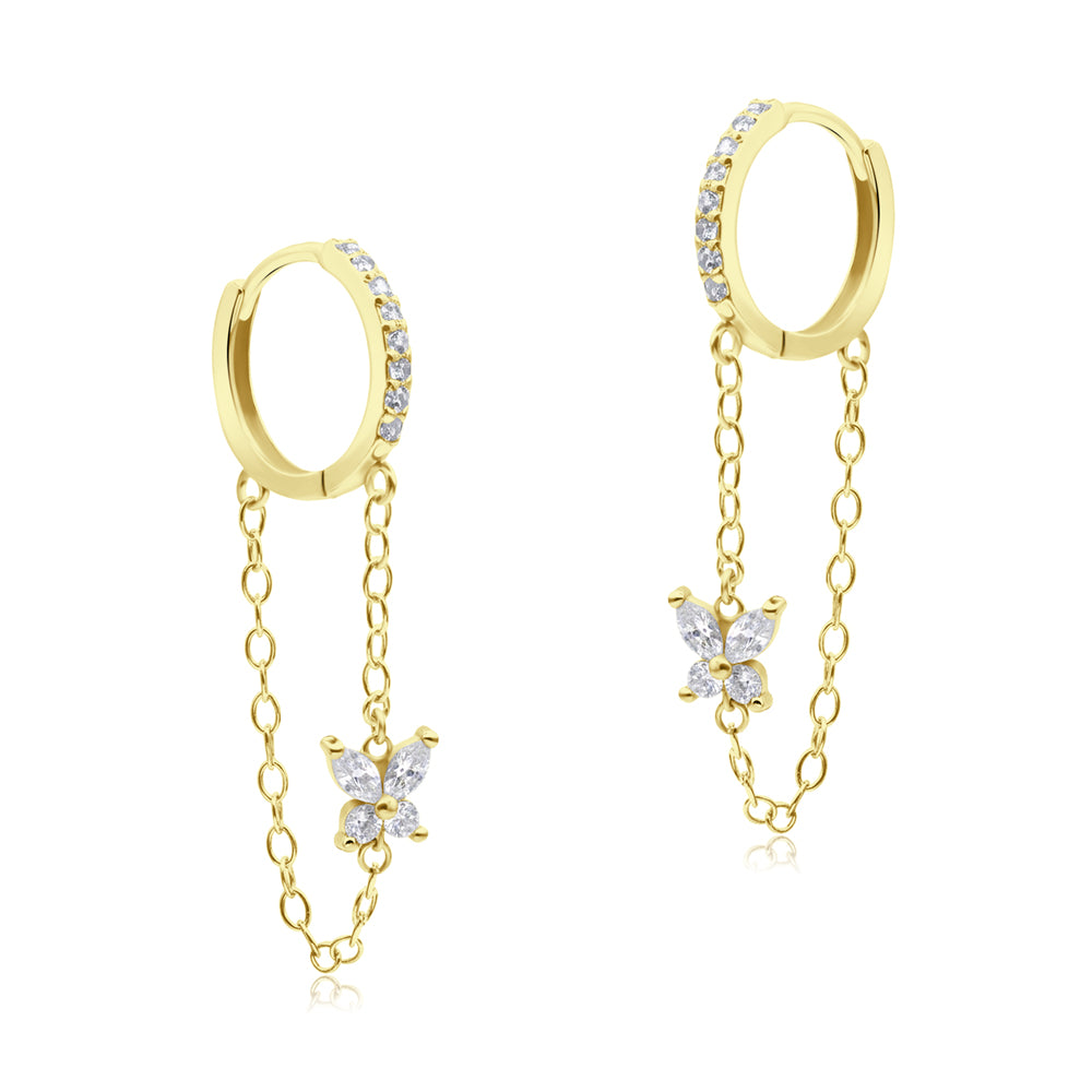 Butterfly with Chain Hoop Earring HO-2893