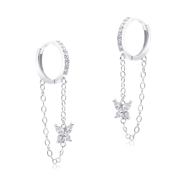 Butterfly with Chain Hoop Earring HO-2893