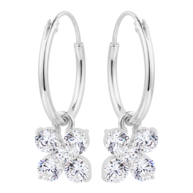 CZ Floral Hoop Earring HO-2912