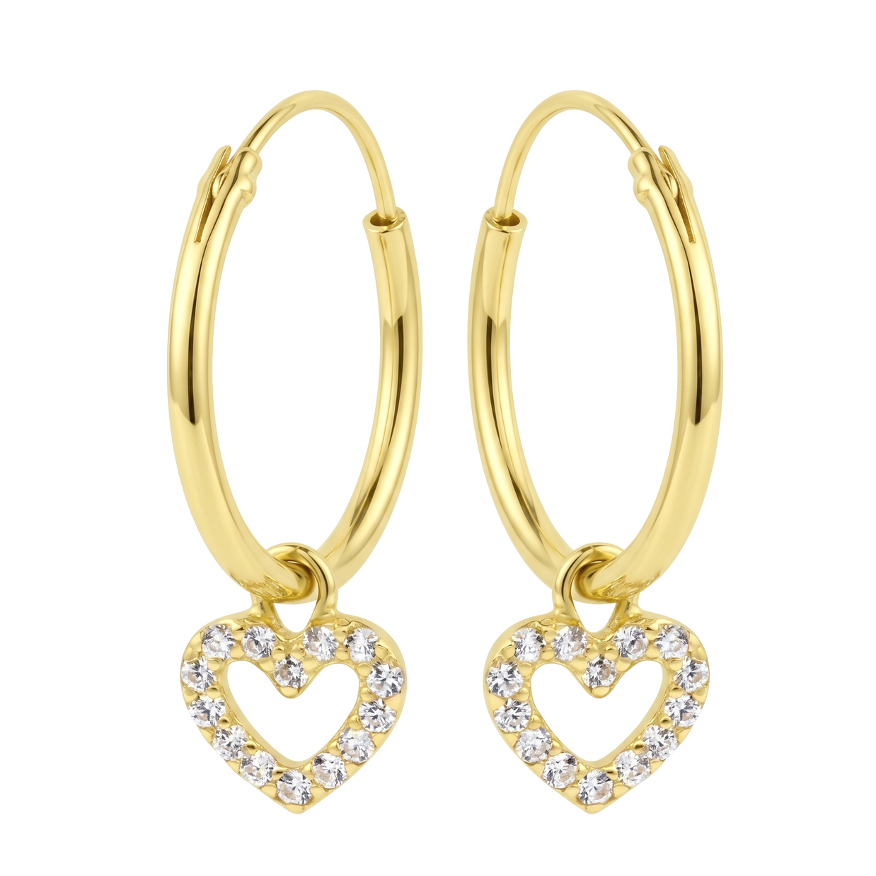Heart Charm Hoop Earring HO-2913
