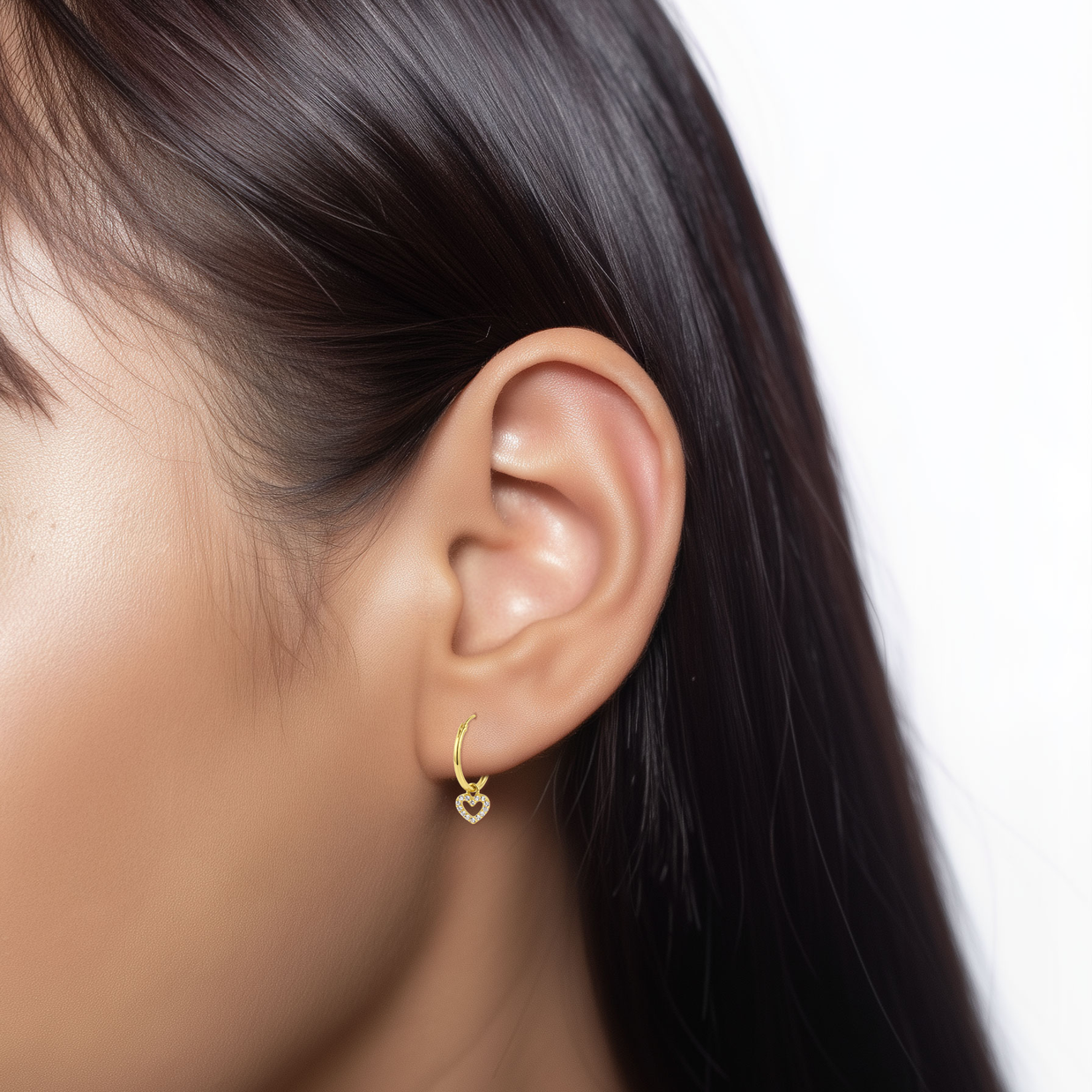 Heart Charm Hoop Earring HO-2913
