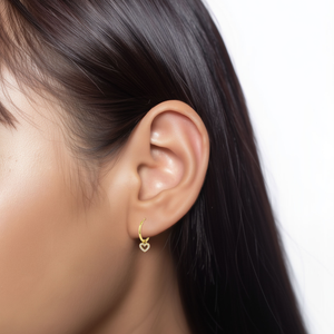Heart Charm Hoop Earring HO-2913