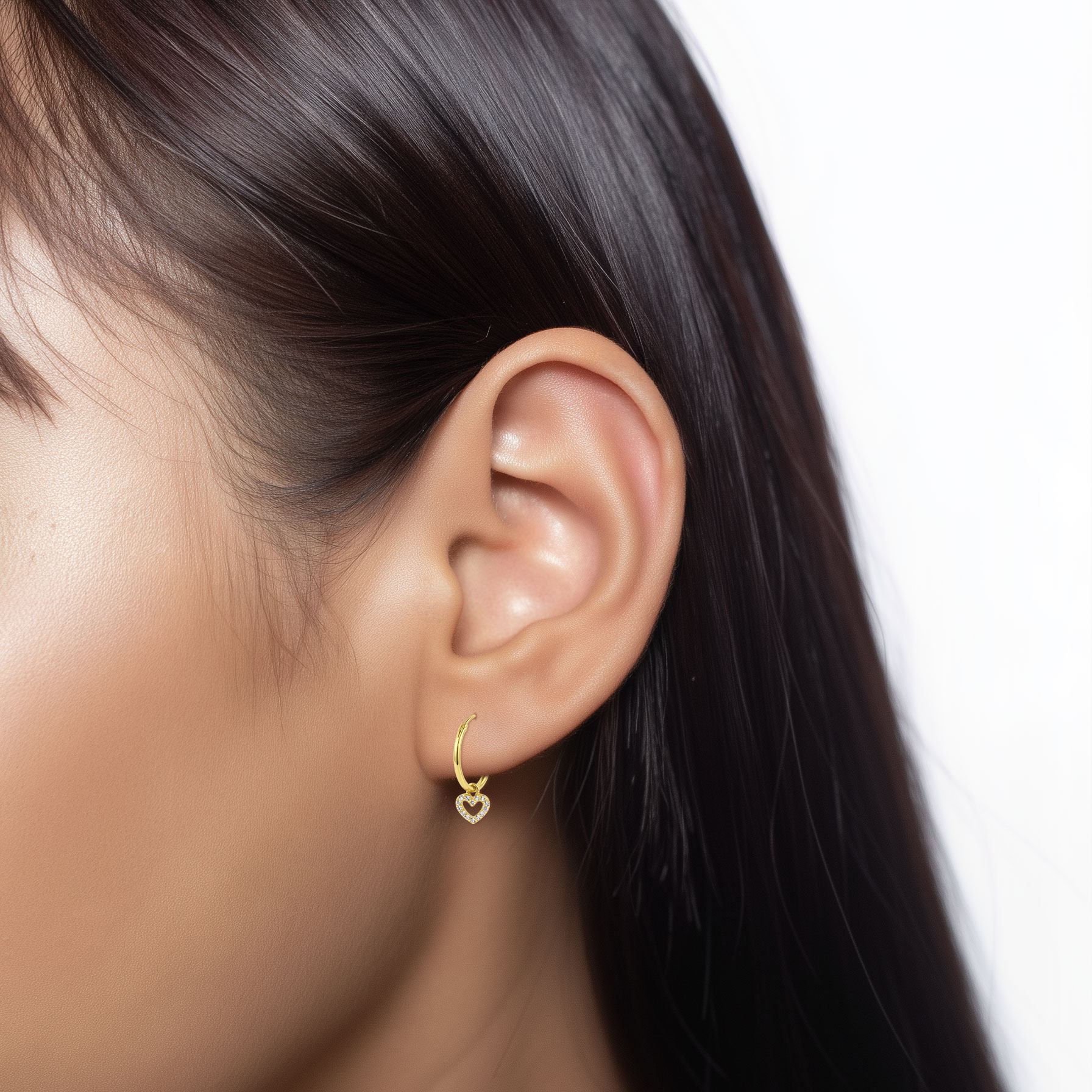 Heart Charm Hoop Earring HO-2913