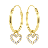 Heart Charm Hoop Earring HO-2913