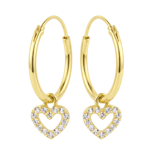 Heart Charm Hoop Earring HO-2913