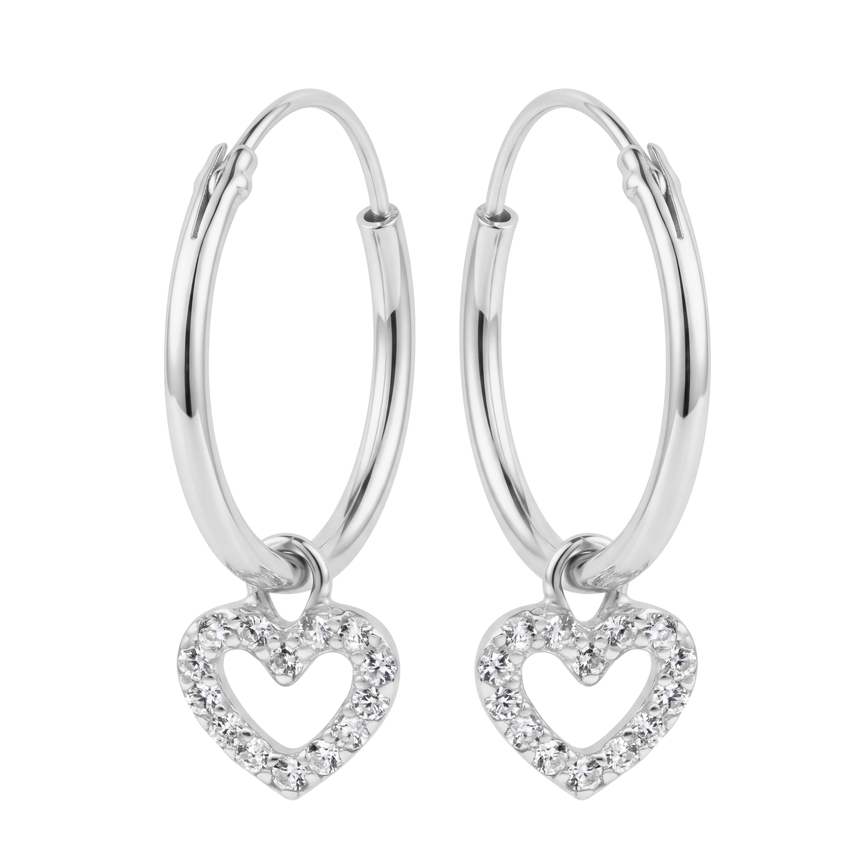 Heart Charm Hoop Earring HO-2913