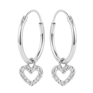 Heart Charm Hoop Earring HO-2913