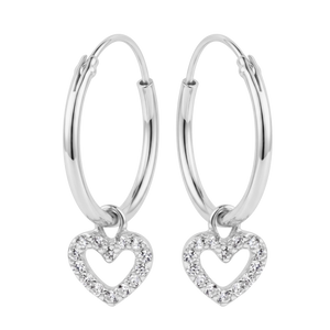 Heart Charm Hoop Earring HO-2913