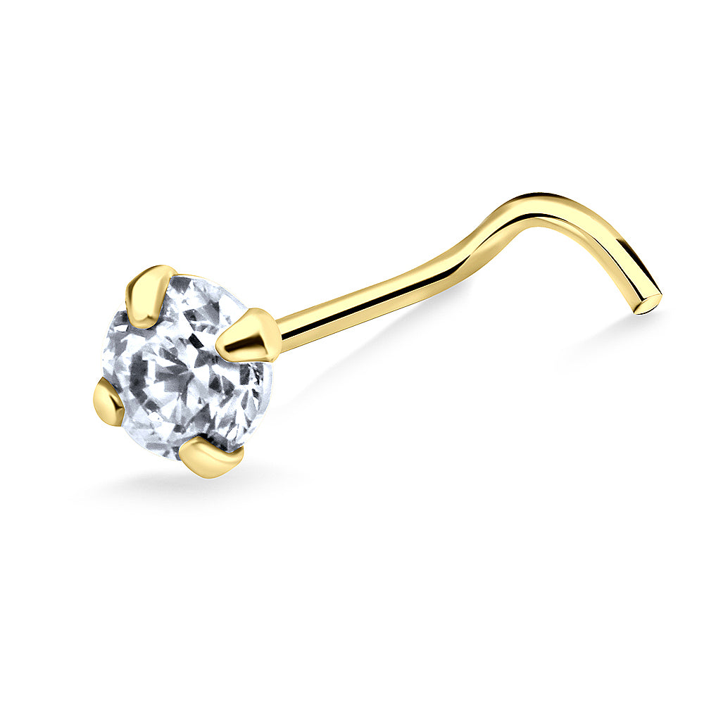 Sparkling CZ Curved Nose Stud NSKB-113