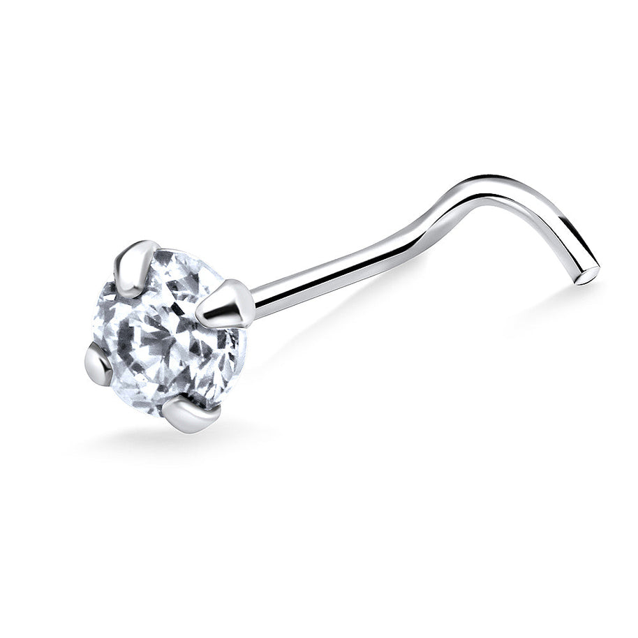 Sparkling CZ Curved Nose Stud NSKB-113
