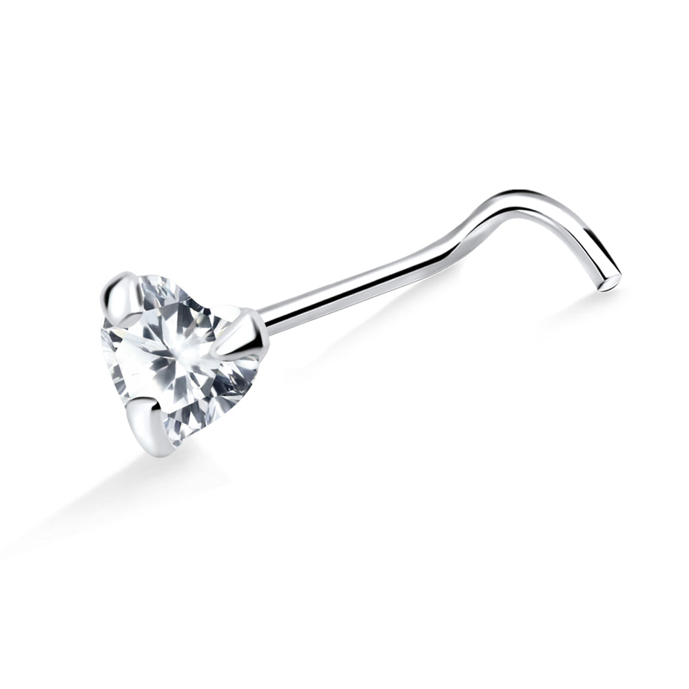 Heart CZ Curved Nose Stud NSKB-114