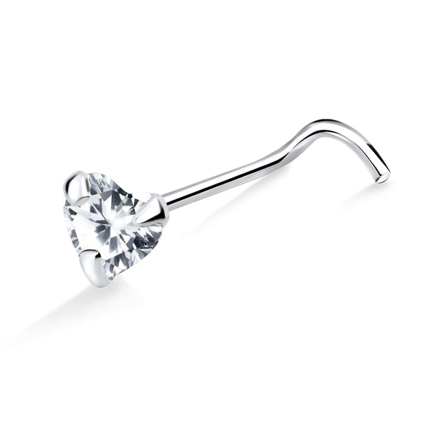 Heart CZ Curved Nose Stud NSKB-114