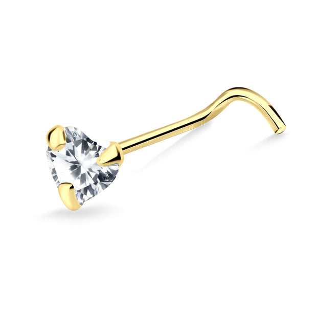 Heart CZ Curved Nose Stud NSKB-114