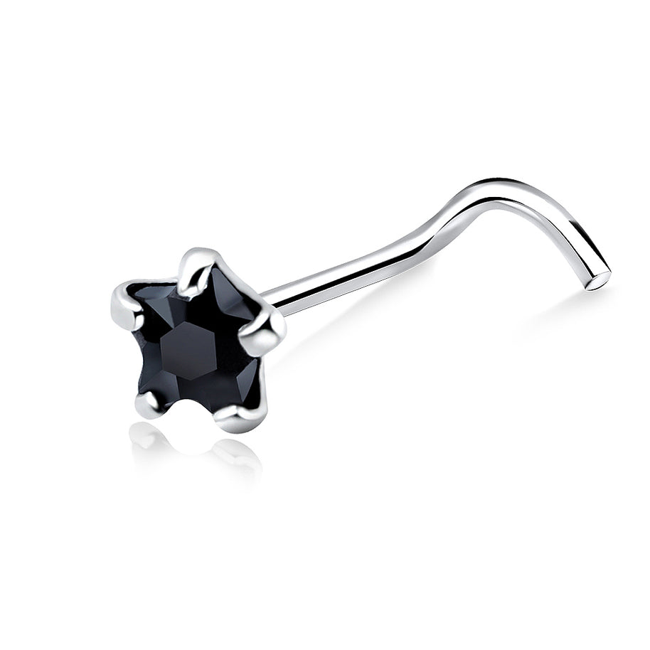 Prong Set Stone Curved Nose Stud NSKB-115