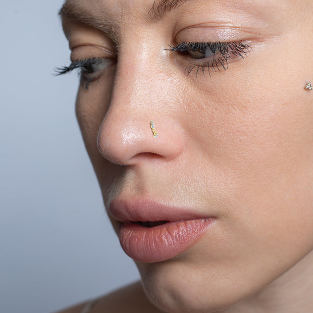 Dazzling Duo Dangle Curved Nose Stud NSKZ-1742