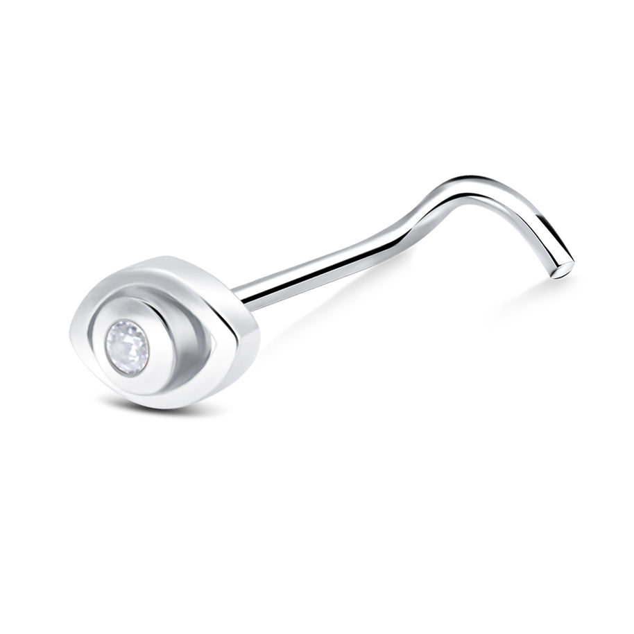 Evil Eye Crystal Curved Nose Stud NSKB-1746