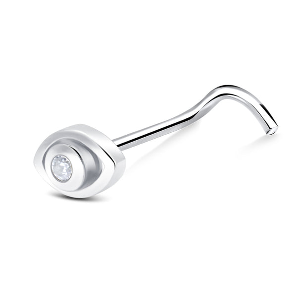 Evil Eye Crystal Curved Nose Stud NSKB-1746