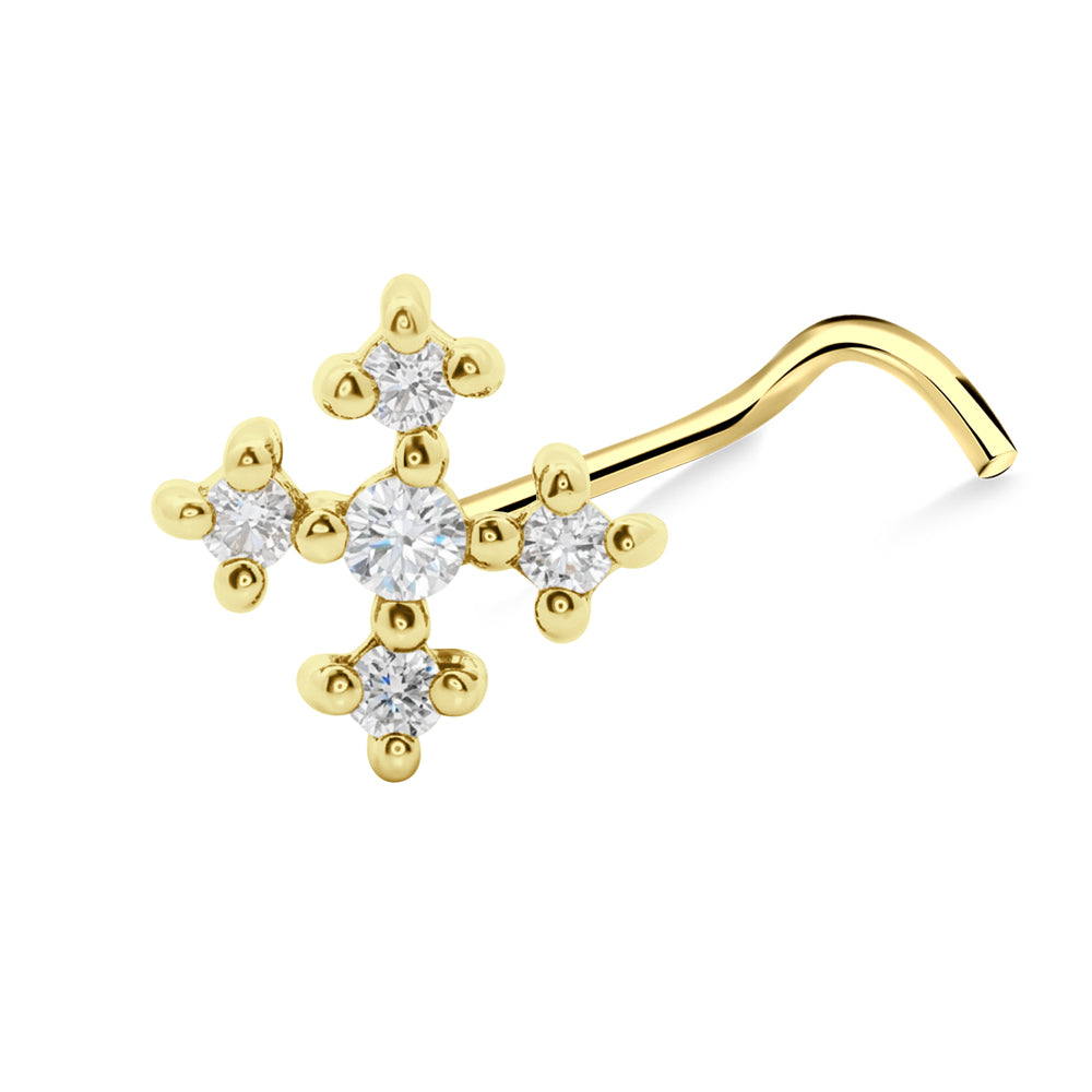 Shining Cross Curved Nose Stud NSKB-1913