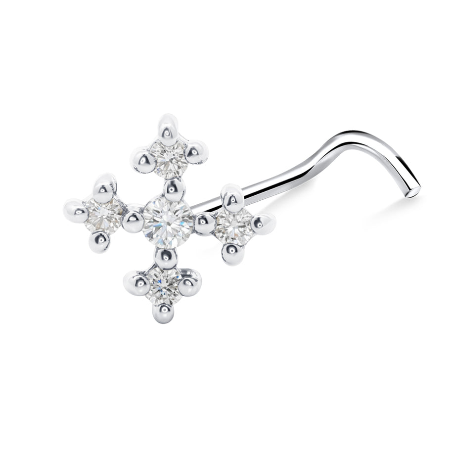 Shining Cross Curved Nose Stud NSKB-1913
