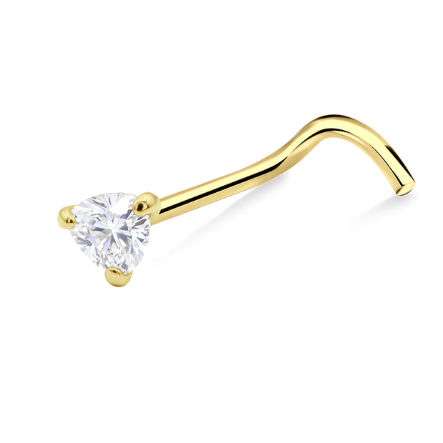 Heart CZ Shaped Curved Nose Stud NSKB-1923