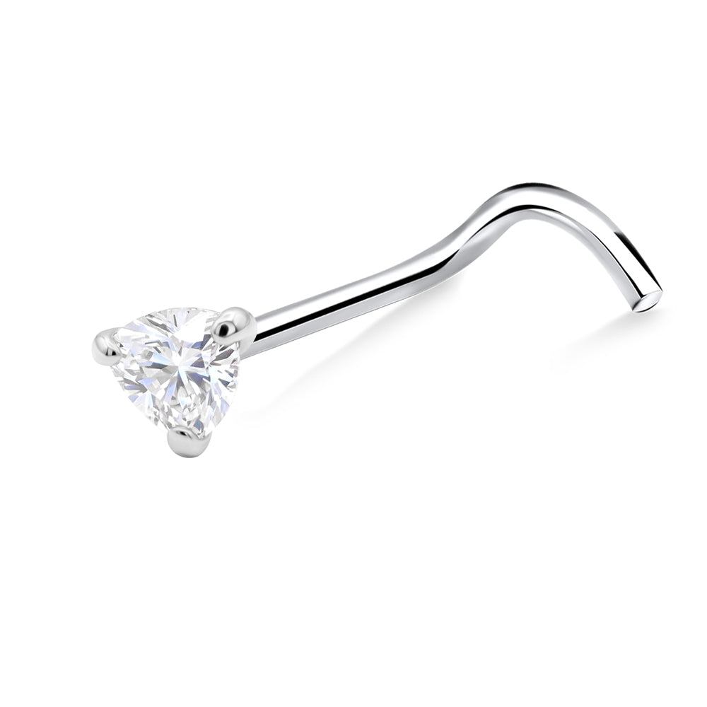 Heart CZ Shaped Curved Nose Stud NSKB-1923