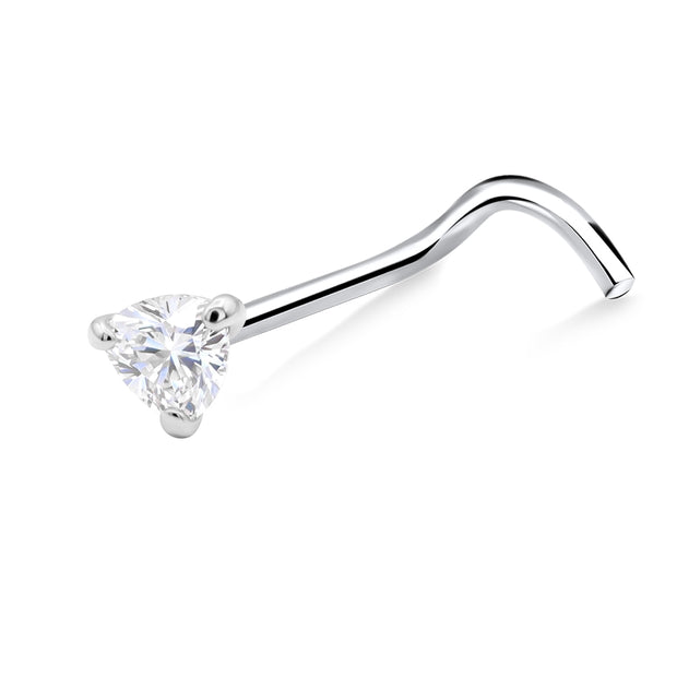 Heart CZ Shaped Curved Nose Stud NSKB-1923